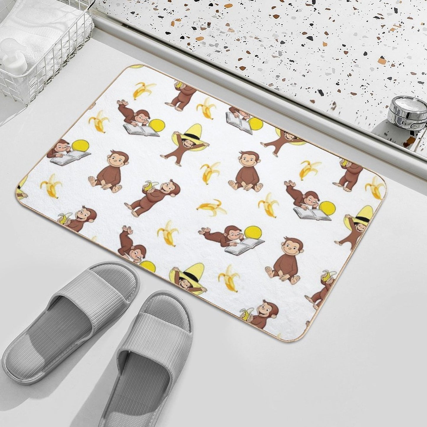George The Curious Monkey Cartoon for Kids Pack  Fade-Resistant Bath Mat