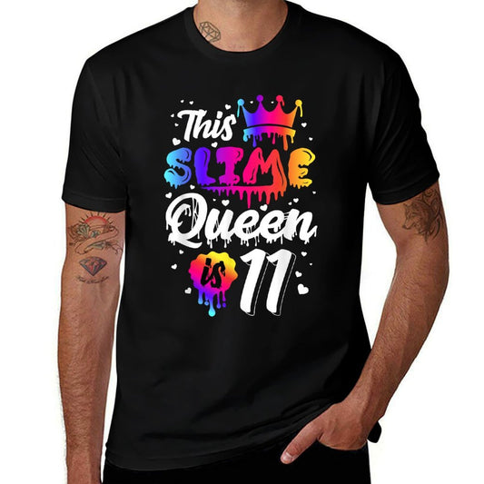 This Slime Queen Is 11 Years Old 11th Slime Birthday Girls  Relaxed-fit T-Shirt