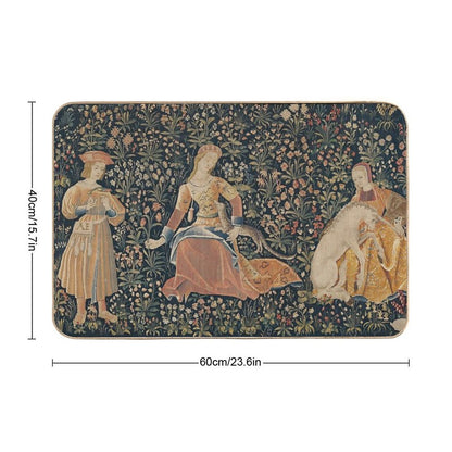 Medieval Unicorn Floral Tapestry  Pet-Safe Bath Mat