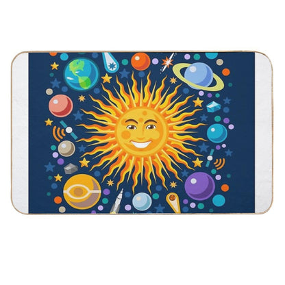 Solar System Smiling Sun Universe  Easy Maintenance Bath Mat