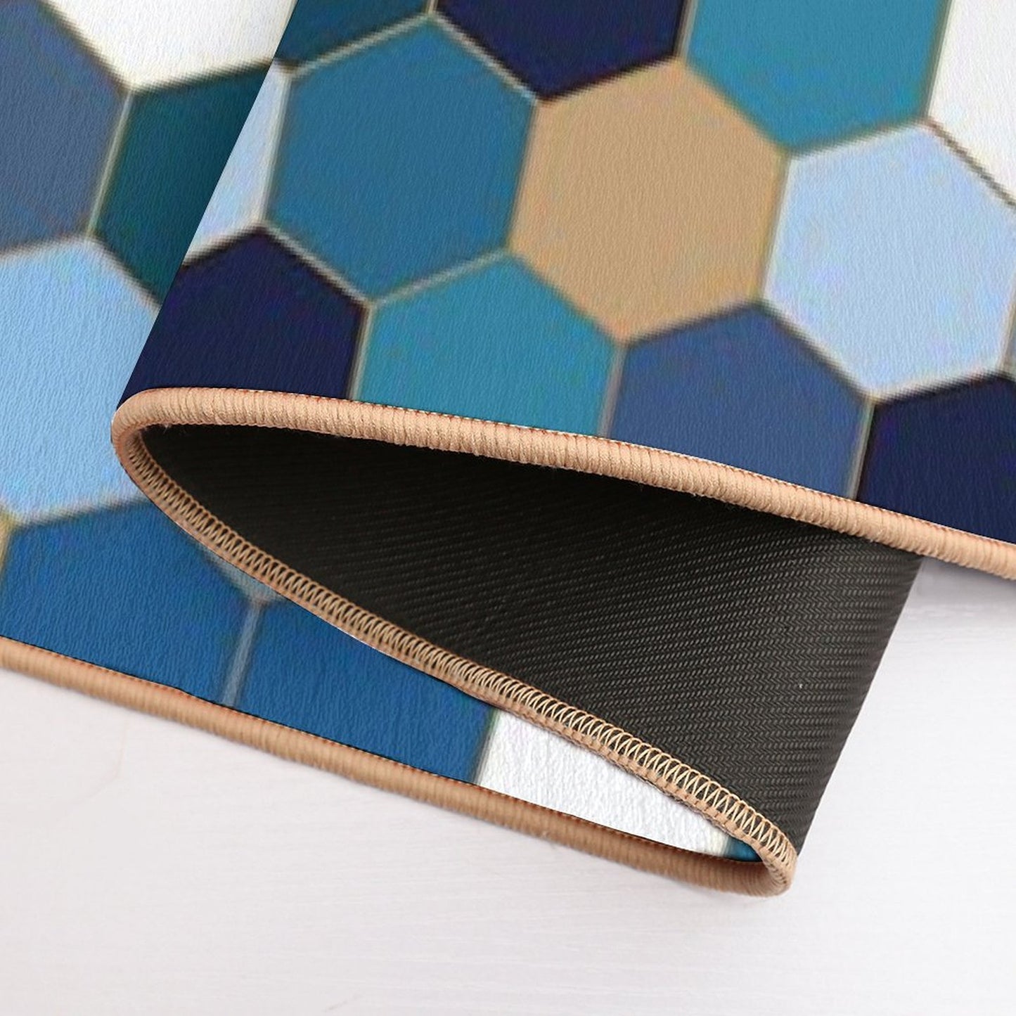Blue Hexagon Durable Bath Mat