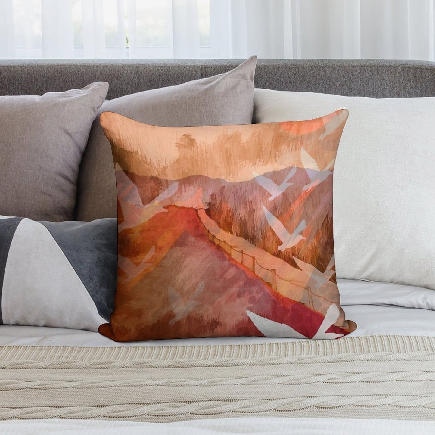 Gulls Overflying Downland Soft Skin-Friendly Throw Pillow