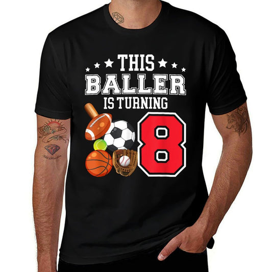 8th Birthday Sports Birthday Theme 8 Year Old Boy  Odor-resistant T-Shirt