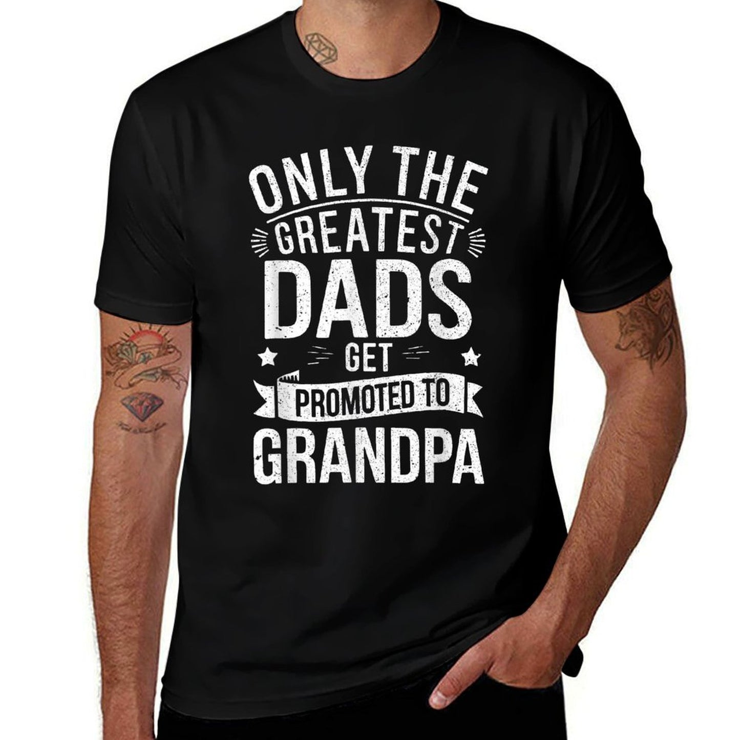 Only The Greatest Dads Get Promoted To Grandpa Men  Oversized Silhouette T-Shirt