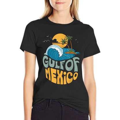 Gulf of Mexico Retro Beach Trip Golfo De México Men Women  Fade-proof Color T-Shirt