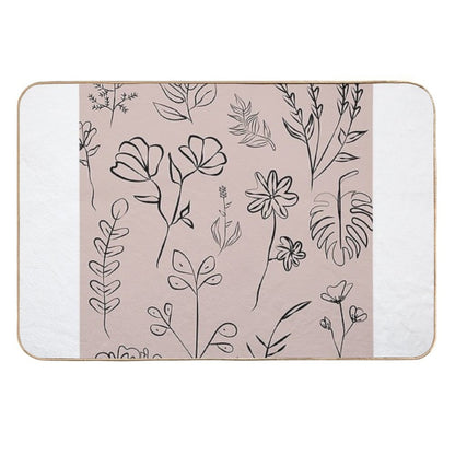 Aesthetic Simple Modern Nude Floral Design  Odorless Bath Mat