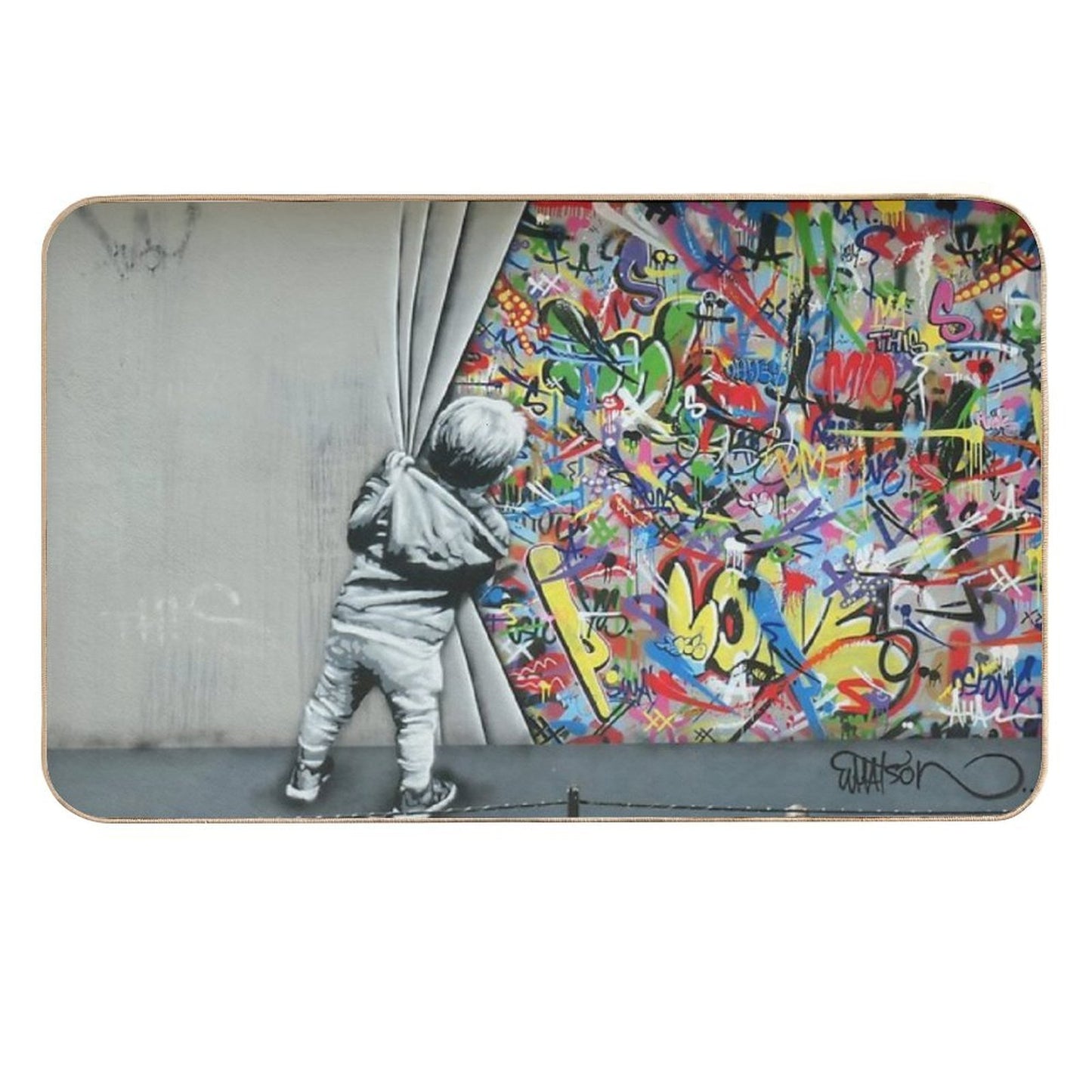 Behind The Curtain - Martin Whatson (Wynwood Walls Edition)  Miami  Anti-Trip Bath Mat