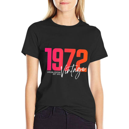 Vintage 1972 50 Years Old Birthday Born 1972 50th Birthday  Summer-ready Fabric T-Shirt