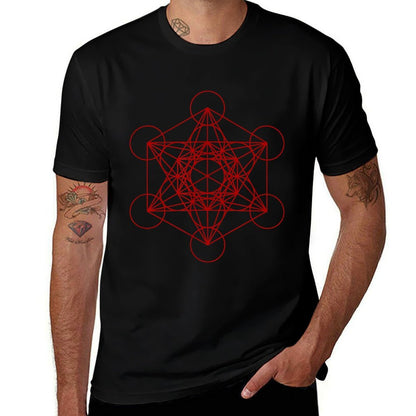 Sacred Geometry Red And Black Geometric Design Gothic Goth  Cotton T-Shirt