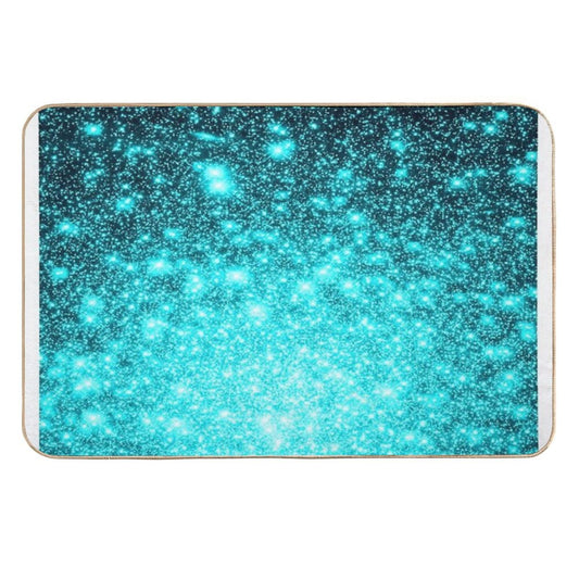 Teal Galaxy Sparkle Stars Ombre  Eco-Friendly Bath Mat