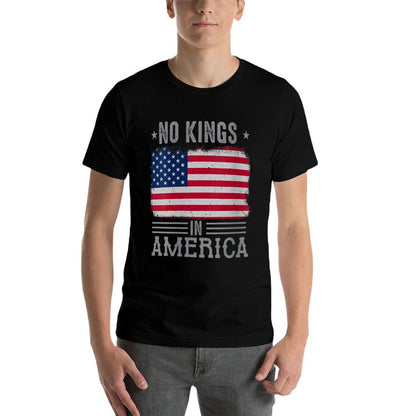 Womens No Kings in America Flag Protest Save Democracy  Slim-fit Cut T-Shirt