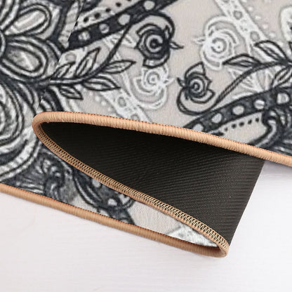 Charcoal Lace Pencil Doodle  Easy Maintenance Bath Mat