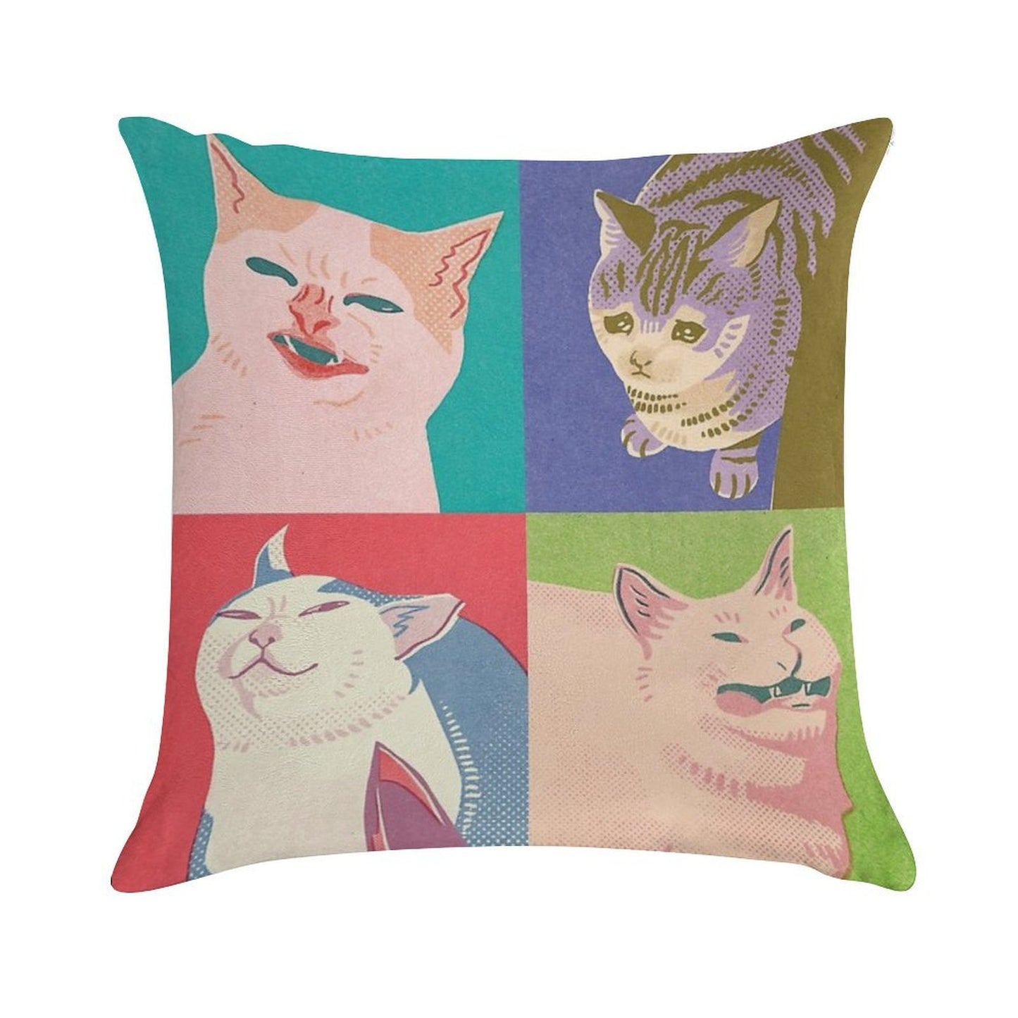 Four Meme Cats of The Apocalypse Soft Skin-Friendly Throw Pillow