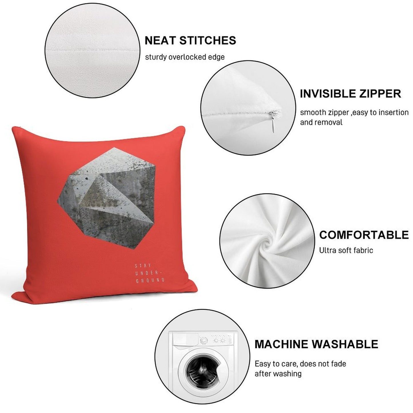 STAY UNDERGROUND Soft Ultra-Soft Texture Throw Pillow