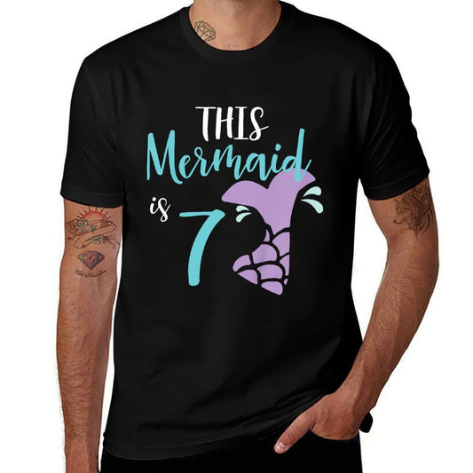Kids Birthday Girl Mermaid, Seven Year Old Birthday Gift Comfortable T-Shirt