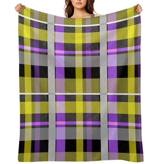 Nonbinary Flag Check Machine-washable Throw Blanket