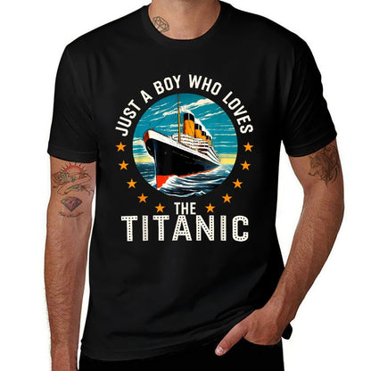 A Boy Who Loves The RMS Titanic Boys  High-quality Stitching T-Shirt