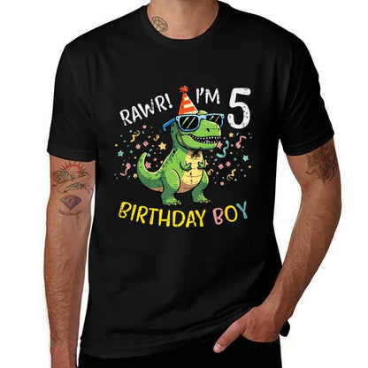 Kids 5th Birthday Trex Bday Boy Rawr Im 5 Years Old Boys Kids  Graphic-printed T-Shirt