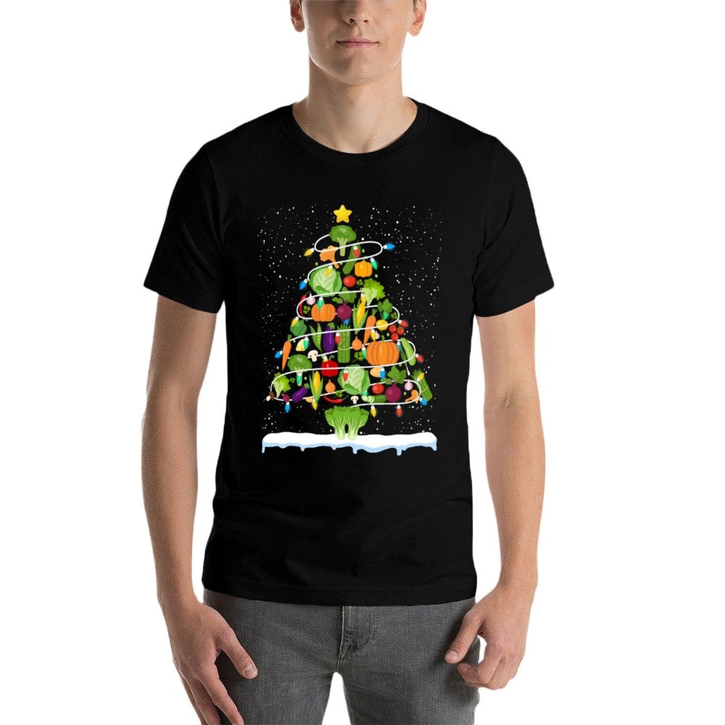 Lunch Lady Vegetable Food Christmas Tree Funny Xmas Gifts Sweatshirt  Breathable T-Shirt