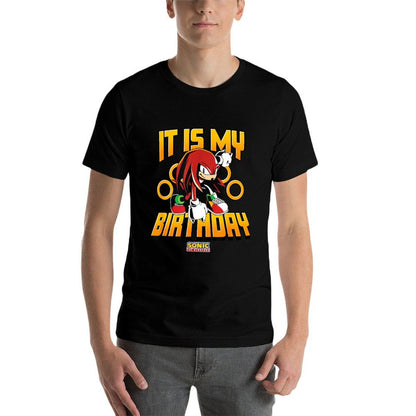 Sonic The Hedgehog Birthday It Is My Birthday Knuckles Logo  Cotton T-Shirt