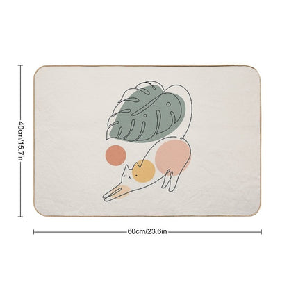 Cat And Plant 34  Easy To Clean Bath Mat