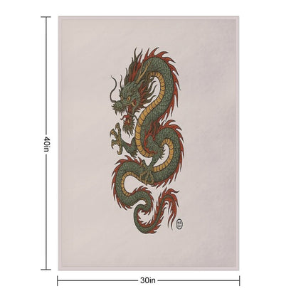 Japanese Serpentine Dragon Velvety-soft Throw Blanket