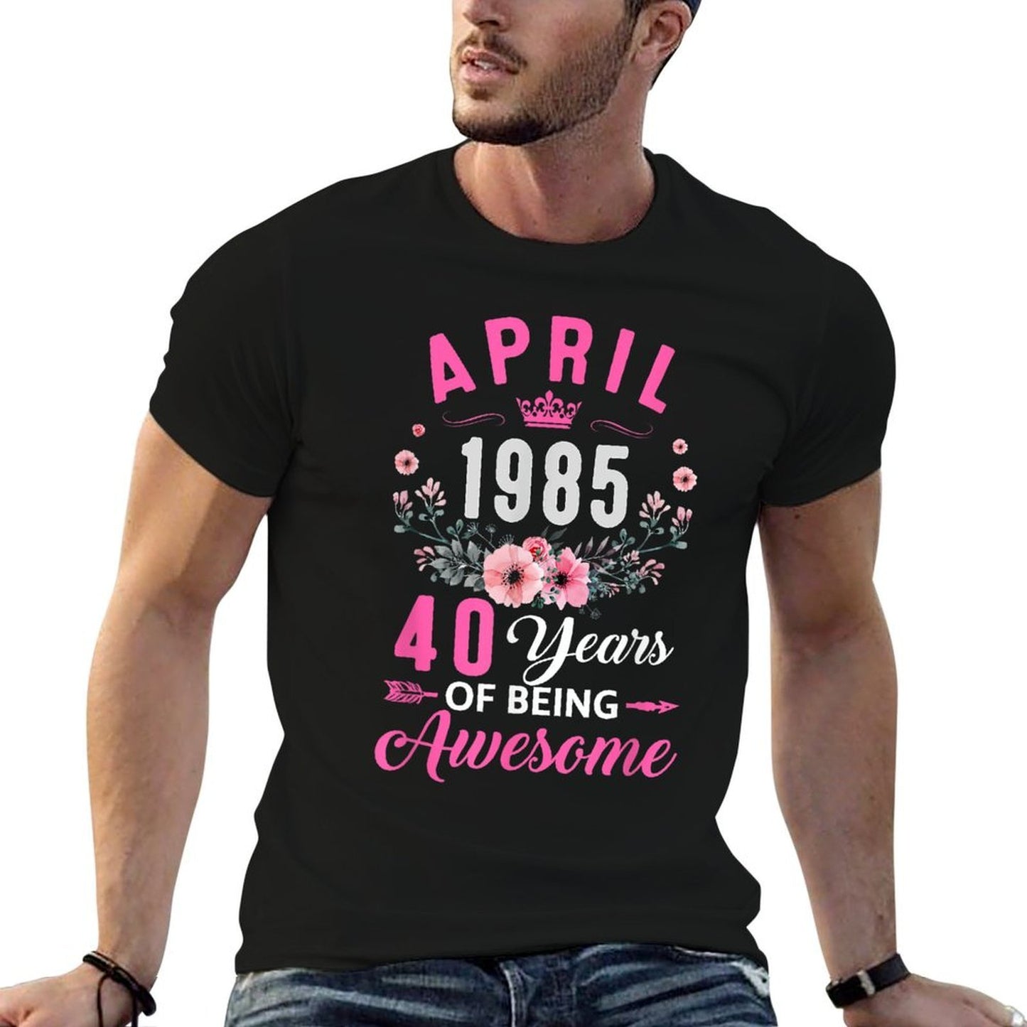 Awesome Since 1985 40 Years Old April 40Th Birthday Women  Heathered Texture T-Shirt