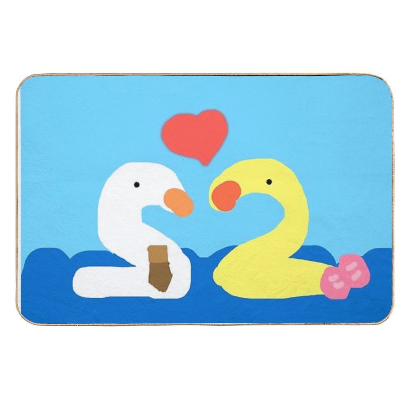 Two Ducks Are Falling in Love  Rapid-Drying Bath Mat