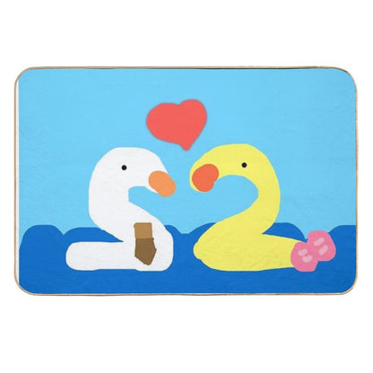 Two Ducks Are Falling in Love  Rapid-Drying Bath Mat