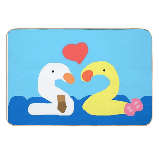 Two Ducks Are Falling in Love  Rapid-Drying Bath Mat