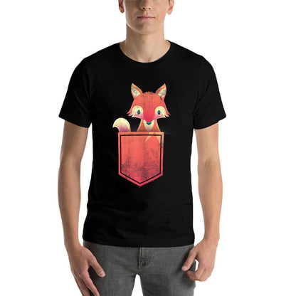 Cute Pocket Forest Animal Lover Kids Gift Wildlife Fox  Ribbed Collar T-Shirt