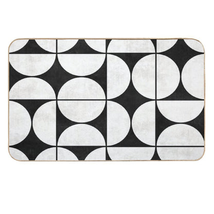 Mid-Century Modern Pattern No.2 - Black And White Concrete  Non-Slip Bath Mat