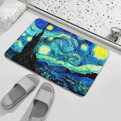 STARRY NIGHT Vincent Van Gogh Famous Painting Print  Dirt-Trapping Bath Mat