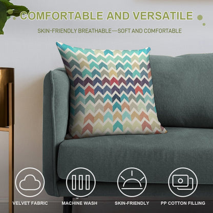 Watercolor Chevron Pattern Soft Reinforced Edging Throw Pillow