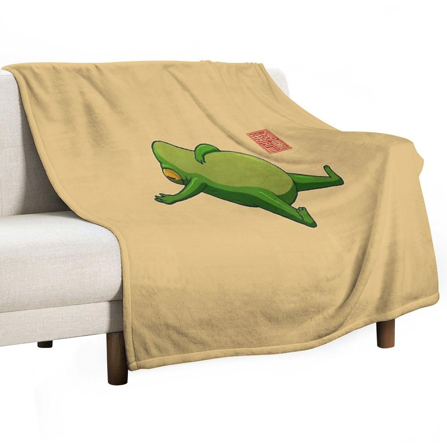 Yoga Frog Mood Machine-washable Throw Blanket
