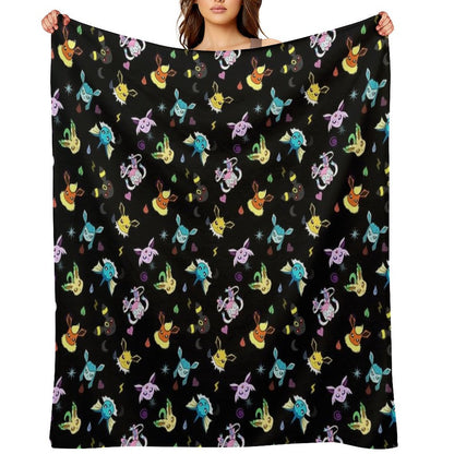 Eeveelution Type Pattern Lightweight Throw Blanket