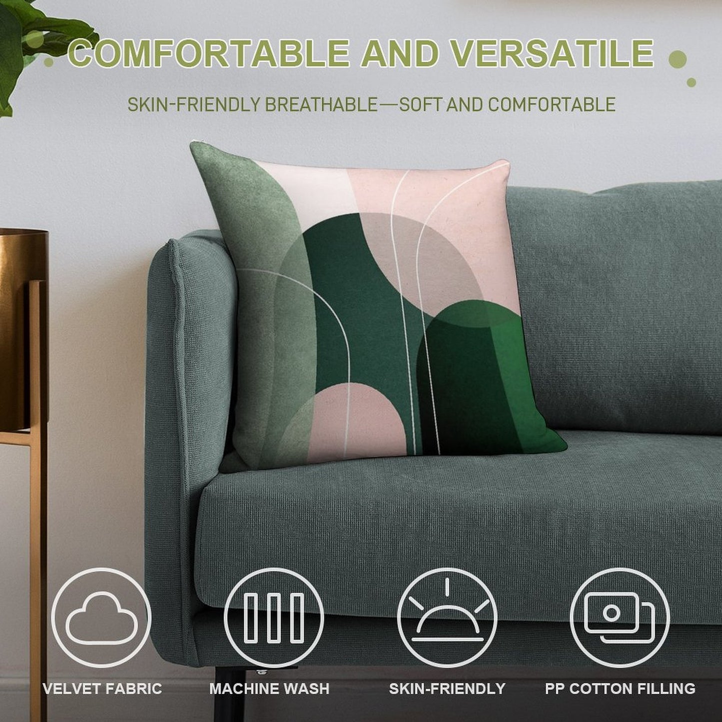 Mid Century Arches in Pink And Green 2 Soft Gift Ready Throw Pillow