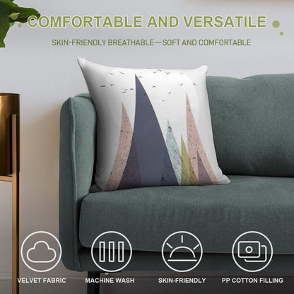 Mid-Century Scandinavian Mountains Soft Ultra-Soft Texture Throw Pillow