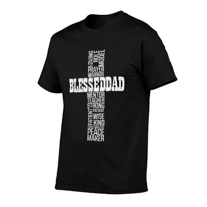 Fathers Day Blessed Dad Cross Christian Daddy Papa Dada Men  Vintage-inspired T-Shirt