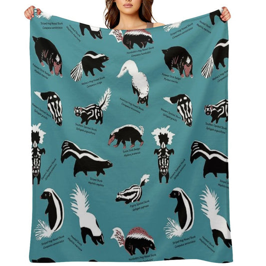 Skunks of The World Species of Family Mephitidae Machine-washable Throw Blanket