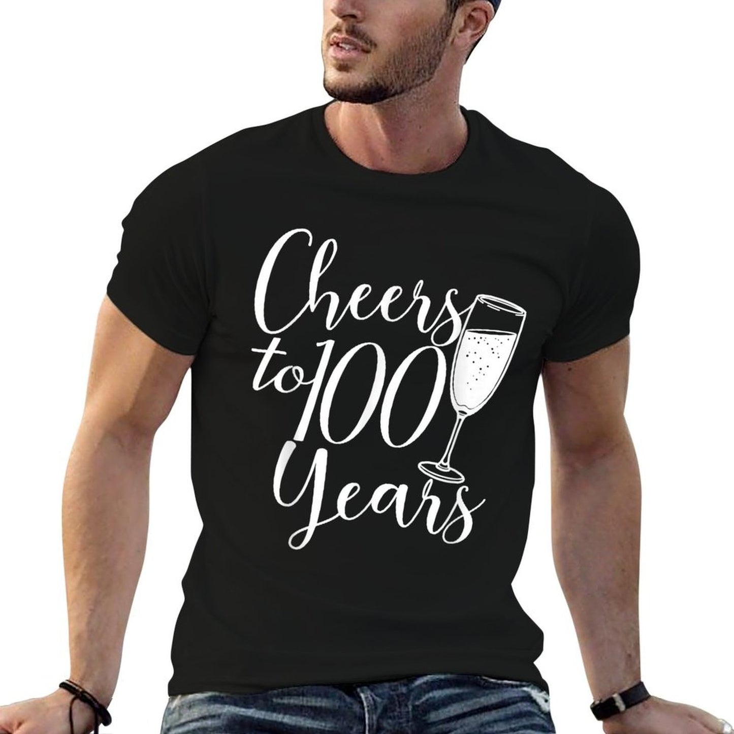 Cheers To 100 Years Anniversary For Women Her 100th Birthday  Easy-care T-Shirt