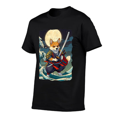 Samurai Corgi Dog Japanese Retro Corgi Ukiyo-e Warrior  Easy-care T-Shirt
