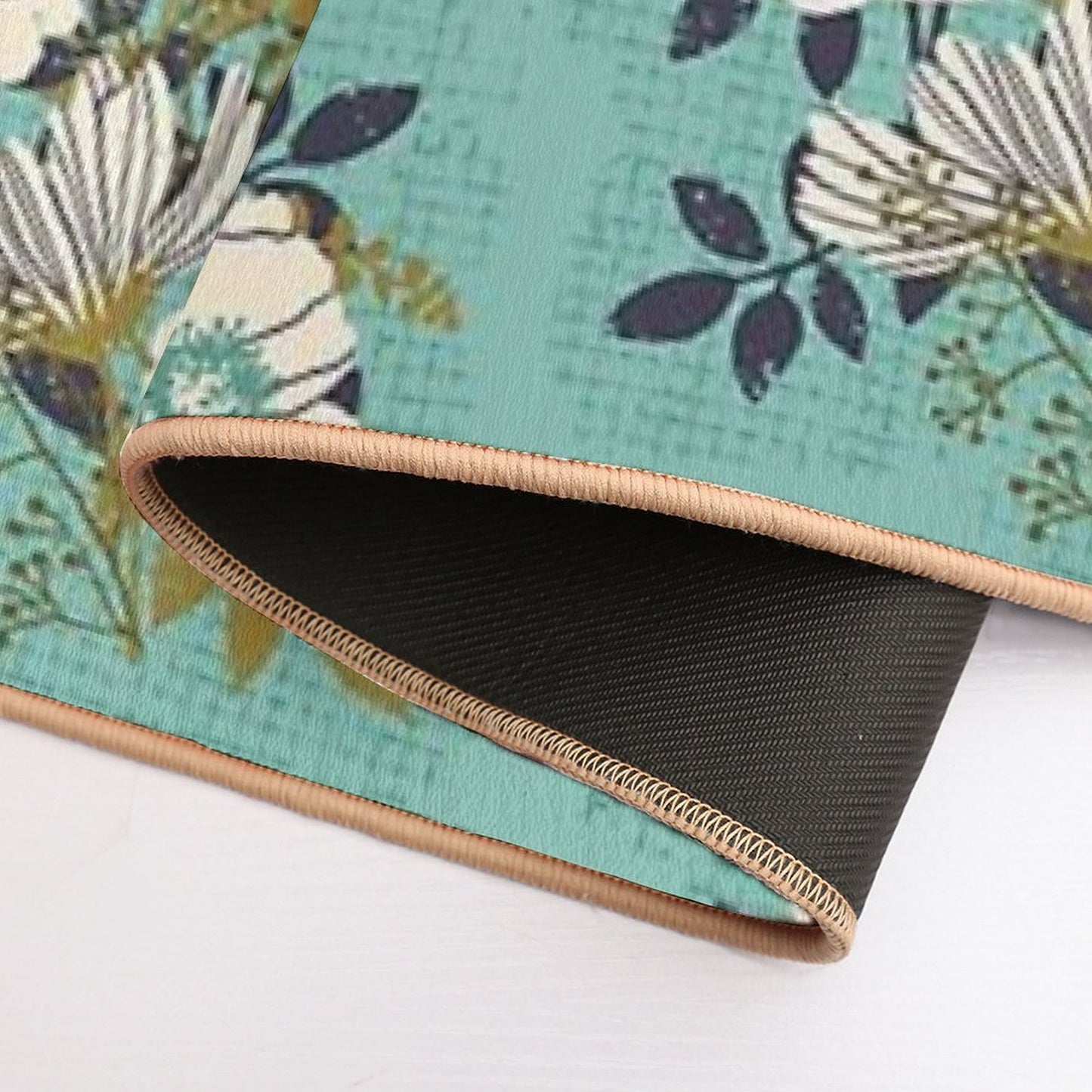 Floral Bouquet ~ on Turquoise  Rapid-Drying Bath Mat