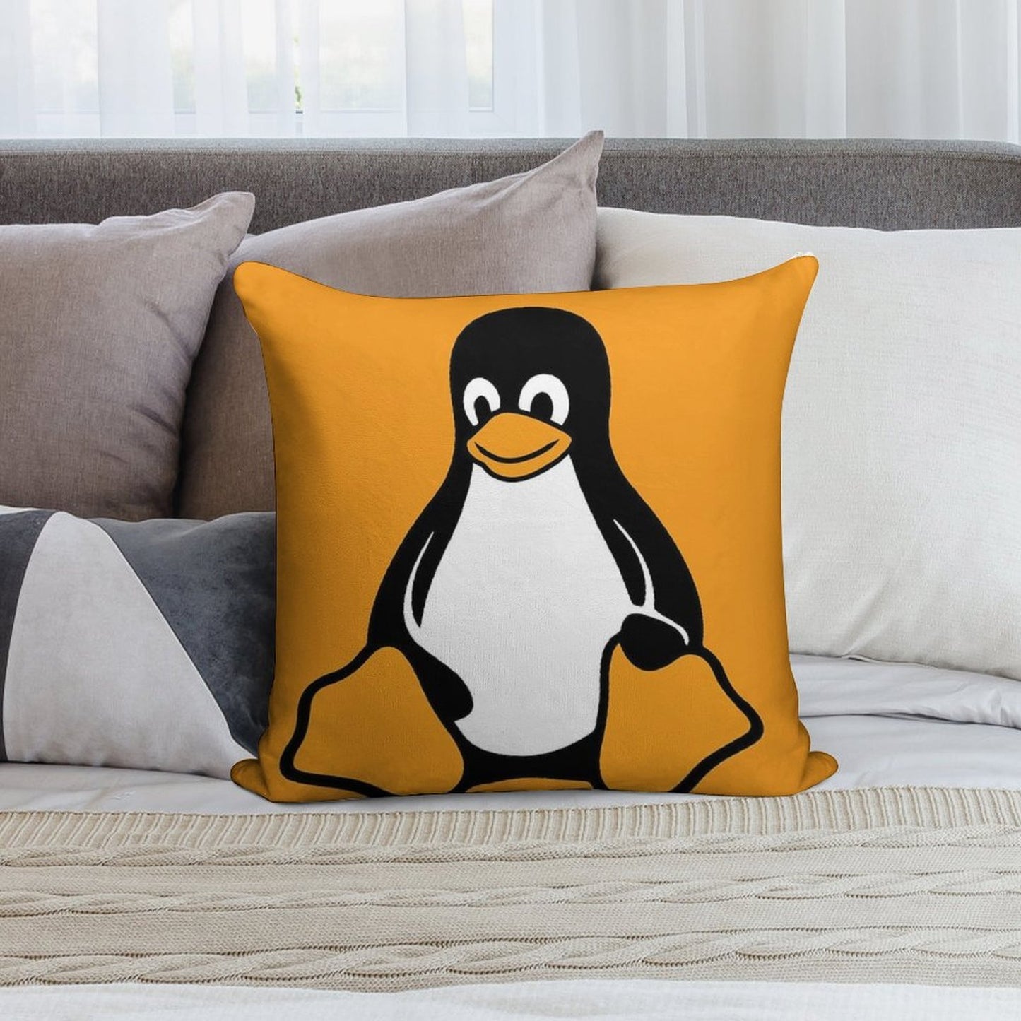 Linux Tux Pingouin Soft Skin-Friendly Throw Pillow
