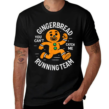 Funny Gingerbread Running Team Christmas Run Runner Xmas  Heathered Texture T-Shirt