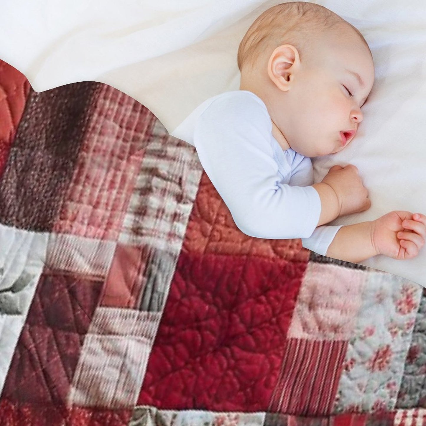 Radiant Red Patchwork Pattern Lightweight Throw Blanket