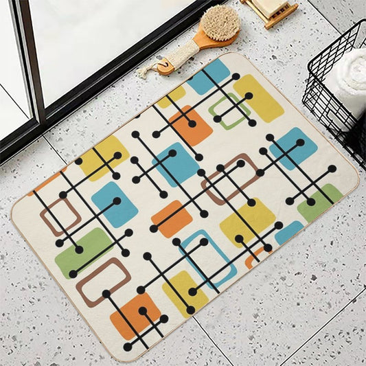 Mid Century Modern Abstract Art Durable Bath Mat