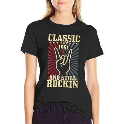 Womens 1981 Classic Rock Vintage Rock & Roll 40th Birthday Gift  Wrinkle-resistant T-Shirt