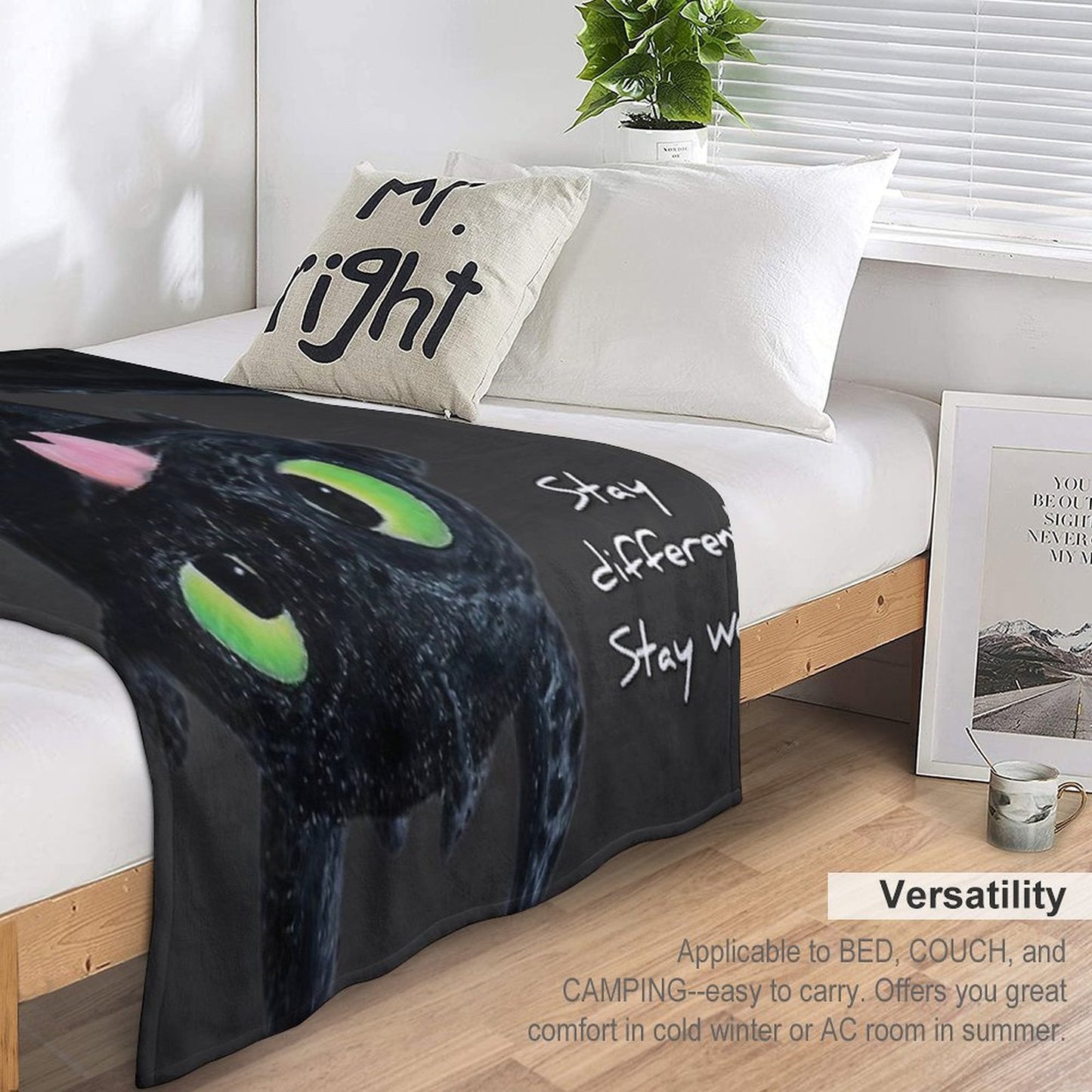 Toothless Upside Down Sticker Machine-washable Throw Blanket