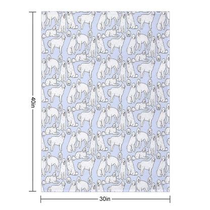 Great Pyrenees Cute Illustration Pattern Quick-dry Throw Blanket